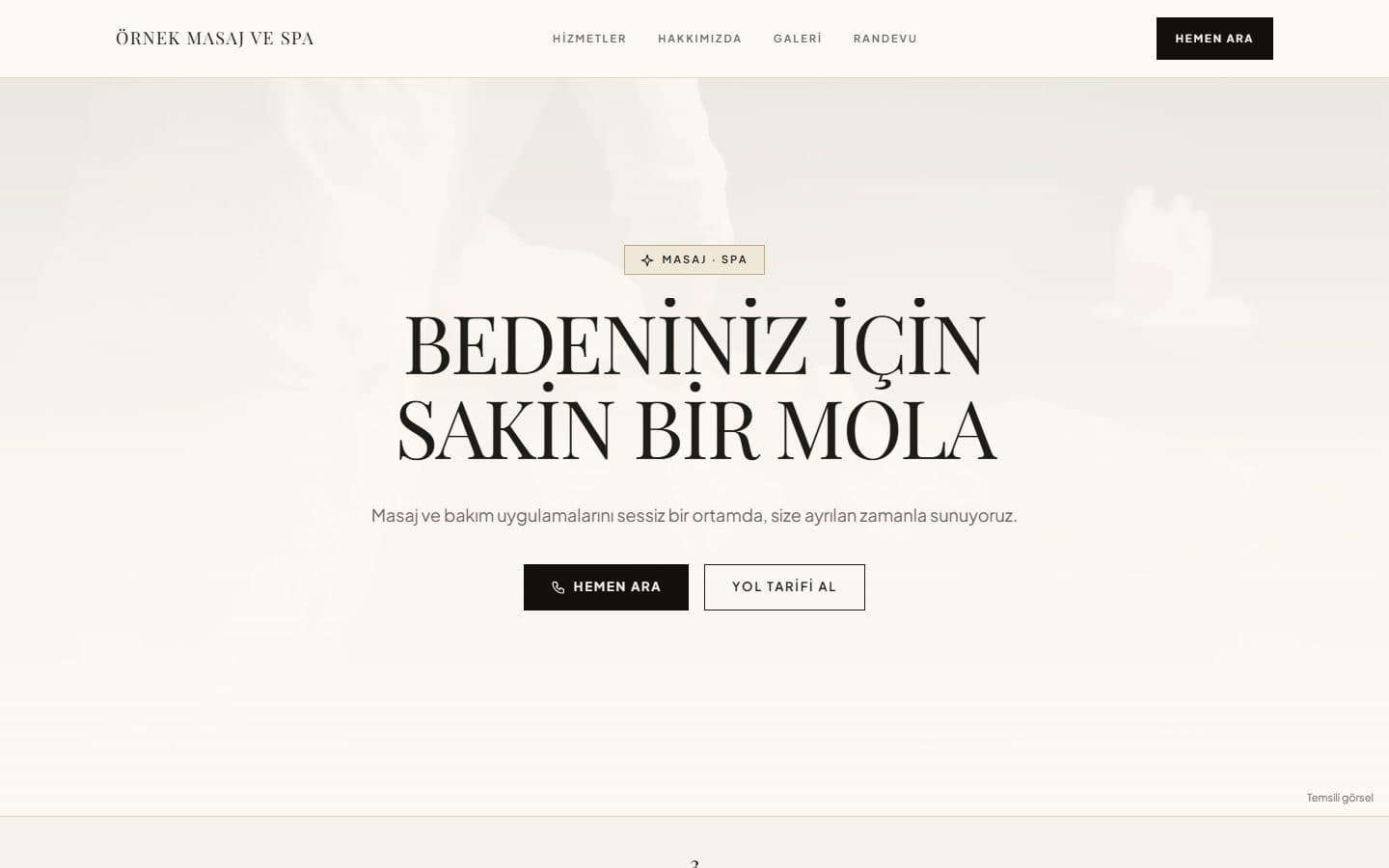 Masaj ve spa için örnek web sitesi