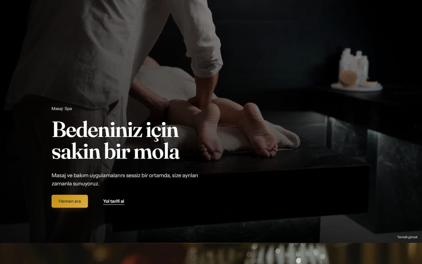 Masaj ve spa web sitesi, Editoryal teması masaüstü görünümü