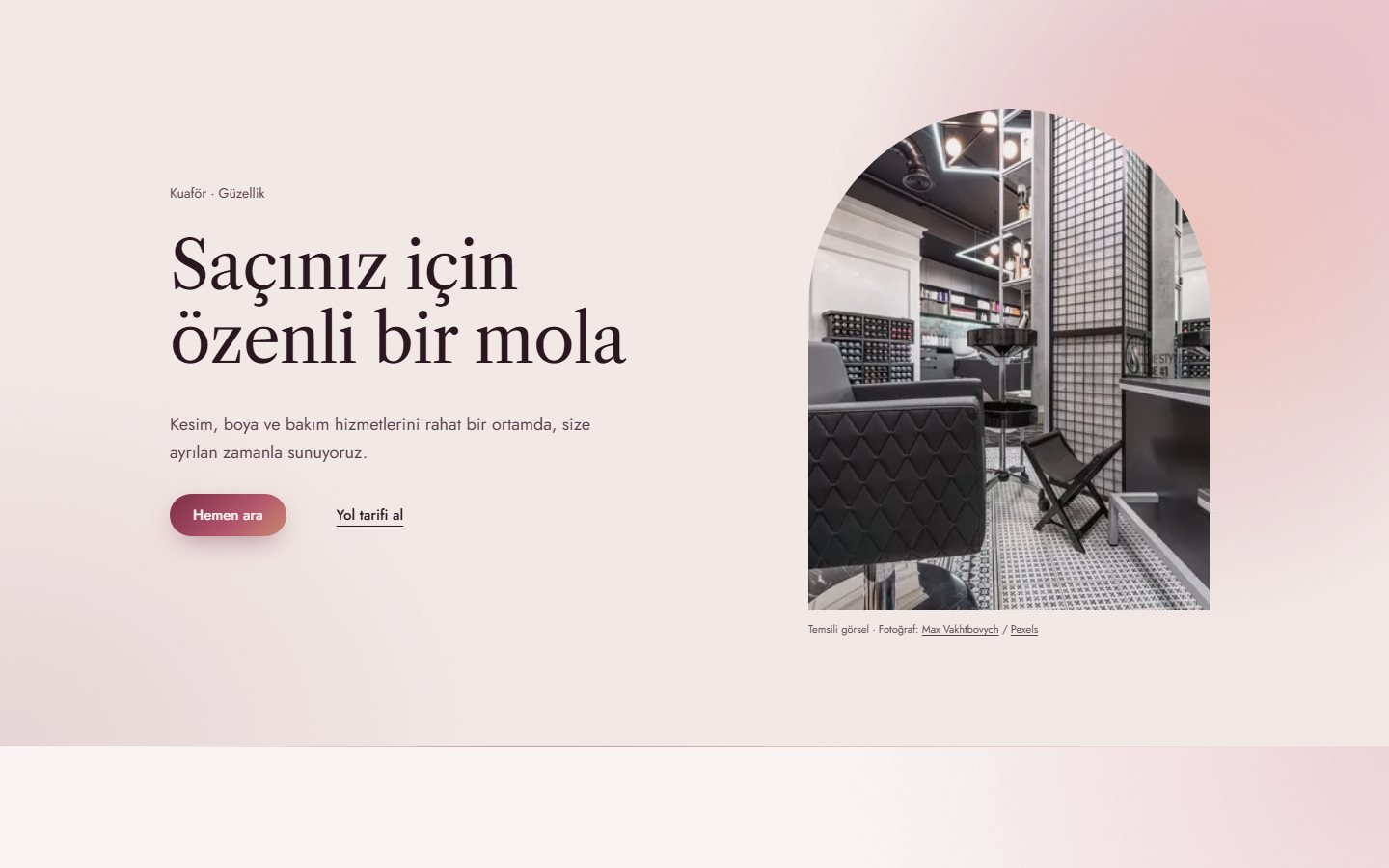 Örnek güzellik salonu web sitesi önizlemesi